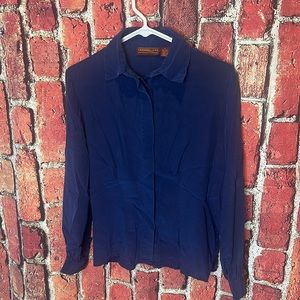 Graham & Gunn 100% dark blue silk blouse, tunic Vintage Size 8